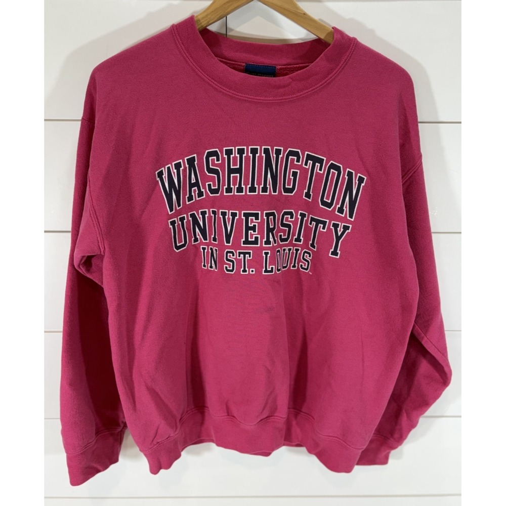 Vintage 90s Washington University St. Louis Pink Sweatshirt Sz Medium M Pullover